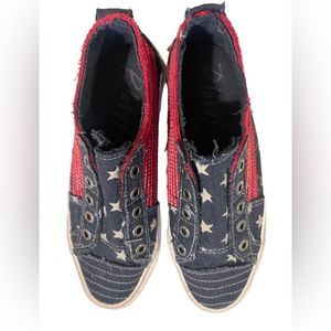 Blowfish Malibu Play Navy Star Print Red Stars Slip on Women’s Size 7.5